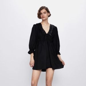 ZARA Black Combination Collar Dress